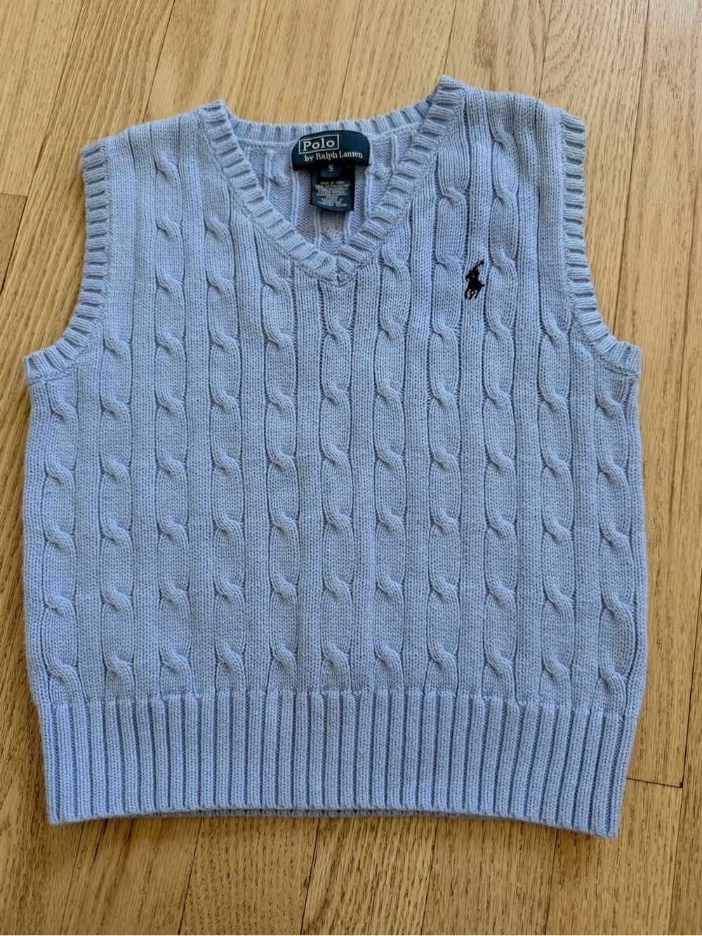 Polo Ralph Lauren Kids Cable Knit Sweater Vest Light Blue Size 5T
